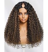 Beauty Forever Balayage Brown EasiContour V Part Wigs Human Hair Jerry Curly Glueless Highlight C...