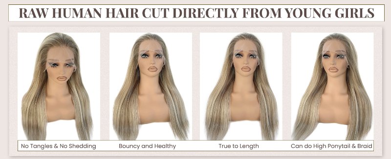 light blonde highlights human hair lace front wigs