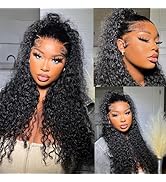 28 Inch 13x6 Curly Lace Front Wigs Human Hair Deep Wave Lace Frontal Human Hair Wigs for Black Wo...