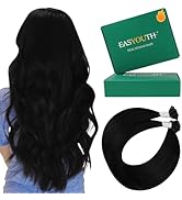 Easyouth KTip Human Hair Extensions Straight U Tip Hair Extensions Real Human Hair Jet Black UTip...