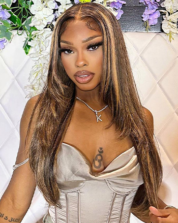 glueless wigs human hair pre plucked highlight ombre lace front wig human hair
