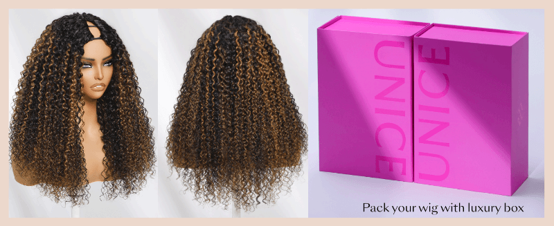 unice ombre brown balayage curly easicontour v part wigs human hair for women glueless wear go wigs