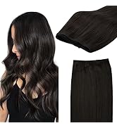 GOO GOO Sew in Weft Hair Extensions Human Hair Dark Brown, Long Sew in Hair Extensions Real Human...