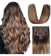 Sisily Clip in Hair Extensions Real Human Hair, Premium Human Hair Clip in Extensions Chocolate B...