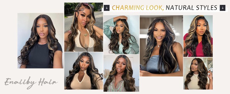 Honey Blonde Bundles Frontal Closure Highlight BodyWave Human Ombre Balayage Piano Color SewIn Weave