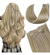 LaaVoo Seamless Clip in Hair Extensions Human Hair Blonde Highlights Clip in Human Hair Extension...