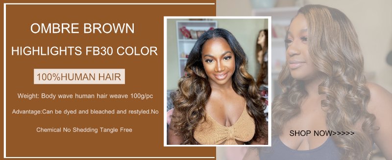 unice ombre brown highlight body wave human hair bundles double wefts durable no shedding no tangle
