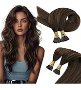 Sunny Hair Itip Human Hair Brown 18inch I Tip Hair Extensions Human Hair Dark Brown Balayage Brow...