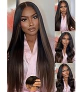Julia Hair Chestnut Brown Ombre Yaki Straight 7x5 Pre Cut HD Lace Put On and Go Wig Bye Bye Knots...