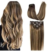 GOO GOO Clip-in Hair Extensions for Women, Soft & Natural, Handmade Real Human Hair Extensions, C...