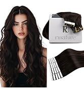 RUNATURE Tape ins Human Hair Extensions Brown 18 Inch Long Tape in Extensions Real Human Hair Bra...