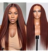 UNICE Bye Bye Knots Glueless Wig Reddish Brown Yaki Straight 7x5 Pre Cut Lace Glueless Wigs Human...