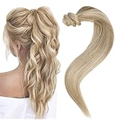 Easyouth Blonde Ponytail Extension Human Hair Pony Tails Hair Extensions Golden Blonde Highlighte...