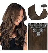 Ukira Medium Brown Hair Extensions Real Human Hair Clip in Hair Extensions, 100g 12 Inch Brown Se...