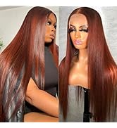 250 Density Reddish Brown Ultra-thin Invisible HD Lace Front Wigs Human Hair Upgraded Tiny Knots ...