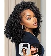 Julia Hair Afro Kinky Curly Half Wigs Human Hair 4C Blend Edges Hairline with Drawstring 3 In 1 F...