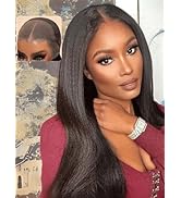 UNICE Pre Everything Glueless Wig with Ear Tape Yaki Straight 13X4 Pre Cut Lace Front Wigs Human ...