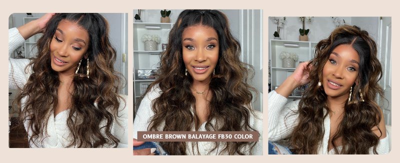 unice ombre brown balayage body wave human hair bundles for women hair extension