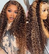 Highlight 13x4 HD Lace Front Wigs Human Hair 4/27 Deep Wave Human Hair Wigs for Black Women Ombre...
