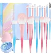 Docolor Makeup Brushes 16Pcs Makeup Brush Set with Makeup Bag Makeup Sponge & Brush Cleaning Pad ...