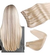 VINBAO Weft Hair Extensions Human Hair Highlight Blonde Hair Extensions Sew in Double Weft Extens...