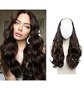 SARLA Dark Brown Clip in U Part Hair Extensions Full Head Long Curly Wave Synthetic Hairpiece for...