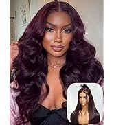 UNICE Bye Bye Knots 7x5 Pre Cut Lace Front Glueless Wig Black Cherry Layered Wig Straight Human H...