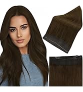 Fshine Medium Brown Invisible Wire Hair Extensions Real Human Hair Secret Fish Line Hair Extensio...