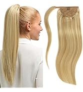 Lacer Clip in Wrap Around Ponytail Hair Extensions Human Hair Ash Blonde Highlighted Platinum Blo...