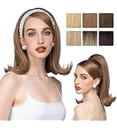 SARLA Dirty Blonde Half Headband Wigs for White Women Cheap Synthetic Curly Drawstring Cap Ponyta...