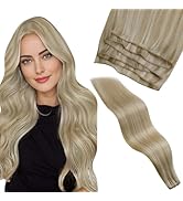 LaaVoo Hand Tied Weft Hair Extensions Human Hair Blonde Genius Weft Hair Extensions Human Hair Lo...