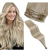 LaaVoo Sew in Hair Extensions Real Human Hair Blonde Hand Tied Weft Hair Extensions Human Hair Bl...