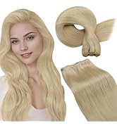 LaaVoo Sew in Hair Extensions Real Human Hair Blonde Weft Extensions Double Weft Hair Extensions ...