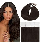 Lacer Brown Tape in Hair Extension Human Hair Dark Brown Silky Straight Double Sided Skin Weft Gl...
