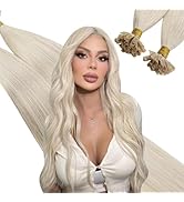 Ugeat 20 Inch White Blonde U Tip Hair Extensions Pre Bonded Hair Extensions Real Human Hair Kerat...