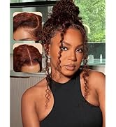 UNICE Bye Bye Knots Glueless Wig 7x5 Pre Cut Lace Front Wigs Human Hair Reddish Brown Deep Curly ...