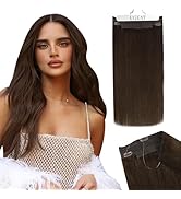 Ugeat Wire Hair Extensions Brown Wire Extensions Human Hair Chocolate Brown Clip ins Hidden Wire ...