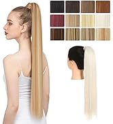 SARLA Ponytail Hair Extension Wrap Around Long Straight 24 Inch Synthetic Hairpiece for Women Pla...