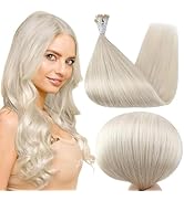 Full Shine I Tip Hair Extensions Human Hair Color White Blonde 1000 Remy Human Hair I Tip Extensi...