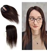 FQNing Hair Topper Real Remy Hair Piece for Women Full Hand Tied Human Hair Topper Straight Hair ...