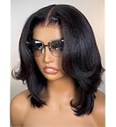 UNICE Bye Bye Knots Wig Yaki Kinky Straight Bob Wigs Human Hair Pre Bleached Invisible Knots 7x5 ...