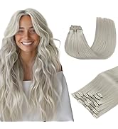 MAXITA Hair Extensions Clip in Human Hair,120g 7pcs Silver Gray 16 Inch,Clip in Hair Extensions R...