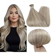 Full Shine I Tip Hair Extensions Human Hair 18 Ash Blonde Highlighted 613 Bleach Blonde I Tip Ext...
