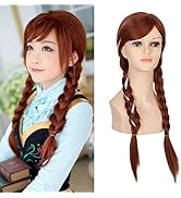 SARLA Girls Brown Braided Wig Long 24 Inch Cosplay Wigs Synthetic Halloween Party Costume for Child