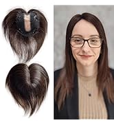 FQNing Hair Topper Real Remy Hair Piece for Women Full Hand Tied Human Hair Topper Straight Hair ...