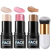 AWCCXMYM 3 Colors Cream Contour Stick Highlighter Blush Bronzer Stick Face Brighten Eyeshadow Con...