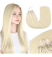 MAXITA Microlink Hair Extensions Human Hair, Platinum Blonde Micro Bead Hair Extensions Virgin Hu...