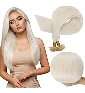 Full Shine Prebonded Ktip Human Hair Extensions Color 1000 Ice Blonde Fusion Ktip Hair Extensions...
