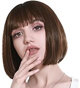 SARLA Ombre Bob Wig With Bangs Short 8 Inch Straight Synthetic Fashion Wig for Women Cosplay Dail...