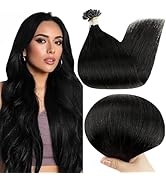 Full Shine U Tip Human Hair Extensions Color 1 Jet Black Remy Hair Prebonded Human Hair Extention...